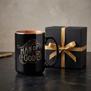 Tazza in Ceramica con Versetto Biblico Ispirazionale, Regalo Artistico Cristiano per Uomini, Design Moderno e Robusto, Finitura Dorata - Product Image 5