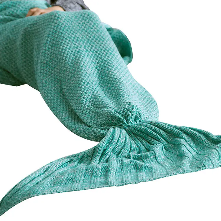Custom Simple Design Knitted Fish Tail Blanket Christmas Party Soft Warm Mermaid Blanket