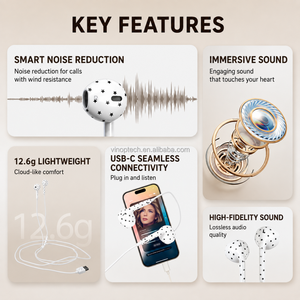 Auriculares con Cable Tipo C con Diseño de Puntos, Manos Libres, con Micrófono de Audio HD y Control Remoto para Llamadas y Música en <span class=keywords><strong>iPhone</strong></span> - Product Image 6