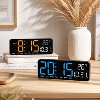 Jam Dinding Digital LED Layar Besar Sederhana AIKS Multi Data Temperatur Tanggal Hari Kerja Jam Meja Dua Alarm Timer OEM
