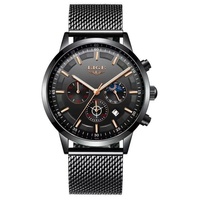 Montre chronographe sport pour homme, quartz, multifonction, phase de lune, calendrier, étanche, bracelet en acier inoxydable, montre de business