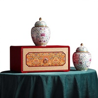 Boîte d'emballage de thé en céramique laquée de style nouveau haut de gamme, design tendance national, logo personnalisé disponible, céramique universelle