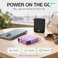 Mini batterie externe magnétique sans fil 5000 mAh 15W avec affichage de la charge, corps fin en ABS, idéale pour la vie universitaire