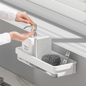 Fregadero de cocina, soporte de esponja Caddy <span class=keywords><strong>para</strong></span> estante, organizador de fregadero, dispensador de jabón, escurridor, accesorios, fregadero Caddy con <span class=keywords><strong>bandeja</strong></span> de drenaje - Product Image 4