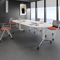 Table de conférence moderne en bois massif pour la maison ou le bureau, design réglable et pliable