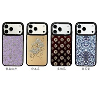 Coque de téléphone en verre trempé style coquille de conque avec impression feuille d'or, motif porcelaine bleue et blanche, pour iPhone 16 17 18 Pro Max