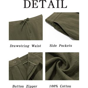 2025กางเกงขาสั้นผ้าชิโน่สำหรับผู้ชายผ้าคอตตอนแบบลำลองมีเชือกผูกเอวกระเป๋าหน้าเรียบใส่ชายหาดฤดูร้อนขนาด XXS XS มีโลโก้ - Product Image 5