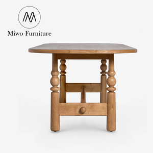 American Country color oscuro restaurante de madera maciza Mesa de comedor Retro Oficina Creativa estudio escritura rectangular Mesa ovalada - Product Image 3