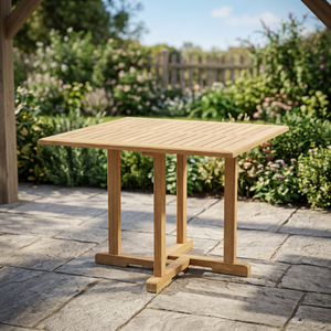 Teak Square Solid Wood Modern Outdoor Dining <b>Table</b> Durable Design - Product Image 1