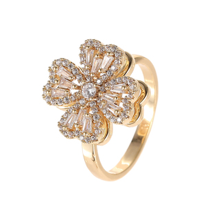 แหวนแฟชั่นหมุนได้ ลายดอกไม้ผีเสื้อ ลดราคาสุดฮอต สำหรับผู้หญิง ช่วยลดความวิตกกังวล แหวนหมุนคลายเครียด - Product Image 5