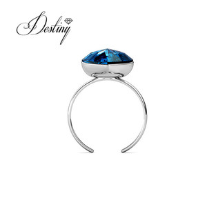 Anello di moda con anello con cuore blu oceano impreziosito da cristalli <span class=keywords><strong>Swarovski</strong></span> in argento Sterling <span class=keywords><strong>gioielli</strong></span> 925 anello placcato in oro 18K - Product Image 5