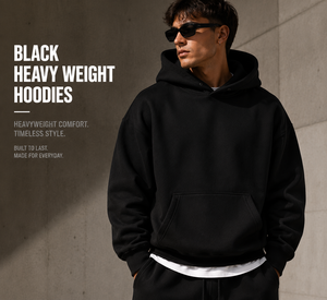 Sudaderas con Capucha Negras Lisas de Algodón 100% de 500 Gsm de Alta Calidad, Diseño Personalizado para Hombre - Product Image 1