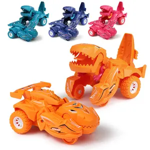 Voitures jouets dinosaures en plastique pour enfants, voiture à percussion inertielle moulée sous pression qui se transforme en robot jouet de voiture