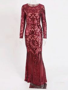 New European, American, and Middle Eastern long-sleeved <b>sequin</b> dress, long slim-fit bodycon fashion party gown - Product Image 3