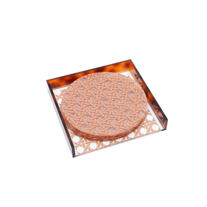 Ensemble de sous-verres créatifs rétro en acrylique imprimé rotin, épaisseur 3 mm, protection de table avec support assorti pour la décoration intérieure et les coffrets cadeaux - Product Image 4