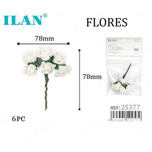Ilan Flores Fiori di Carta Bianchi 78mm 6 Pezzi per Artigianato e Decorazione - Product Image 1