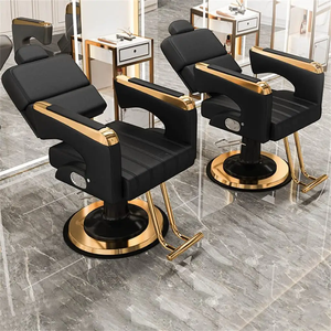 Sillón de Peluquería para Permanentes, Silla de Barbero Ajustable con Elevación Giratoria, Silla Semi-Reclinable de Acero Inoxidable, Mobiliario de Salón - Product Image 4