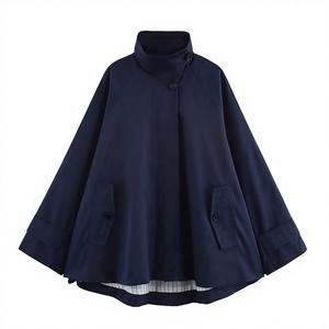 Nouvelle veste cape décontractée à col montant et bretelles amples, style européen et américain, tissée respirante, collection Printemps 2025 - Product Image 2