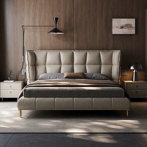 <span class=keywords><strong>Lit</strong></span> plateforme moderne <span class=keywords><strong>de</strong></span> luxe rembourré, taille king, cadre <span class=keywords><strong>de</strong></span> <span class=keywords><strong>lit</strong></span> en cuir avec tête <span class=keywords><strong>de</strong></span> <span class=keywords><strong>lit</strong></span> rembourrée surdimensionnée - Product Image 1