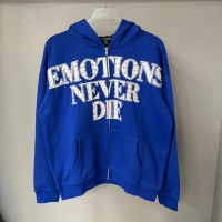 Sweat-shirts de luxe pour hommes avec strass thermocollés, imprimé lettres, à capuche zippée, style streetwear, collection Mixed Emotion