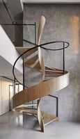 Escalier en colimaçon contemporain en bois massif Prima - Marches écologiques, sûres et durables pour salle de bain et usage commercial