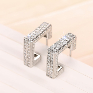 Orecchini a Perno Geometrici Quadrati Scintillanti per Donne, Gioielli alla Moda per le Orecchie - Product Image 2