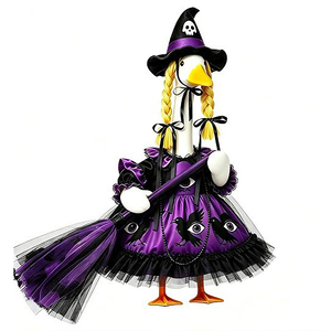 Costume de sorcière pour oie de porche d'Halloween, tenue de cosplay pour statue de jardin de 23 pouces, décoration festive pour fête et maison - Product Image 3