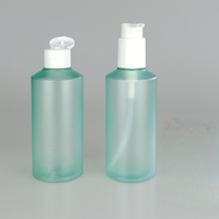 Nouvelle bouteille en plastique vert givré de 200ml avec bouchon blanc Bouteille d'emballage d'huile corporelle liquide d'essence réutilisable