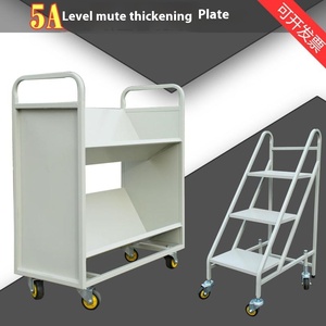 Thiết kế hiện đại yên tĩnh 2-3 Tầng Hình Chữ V bằng thép không gỉ di động xe đẩy phẳng cho thư viện Hiệu Sách Xe cuốn sách thang - Product Image 3