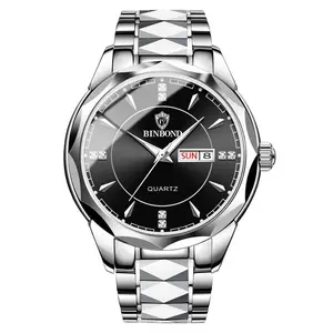 New Fashion Luxury Couples's Waterproof Tungsten Steel Dual Calendar casual Quartz Wristwatch Waterproof Watches Men's Watch