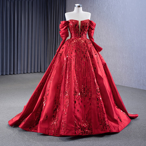 Robe de soirée modeste rouge à paillettes de haute qualité, taille plus, Jancember 231061 - Product Image 4