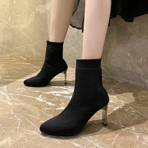 Nova Chegada 2023 Venda Quente Mulheres Outono Inverno Plus Size Apontou Tricô Elástico Slip-on Cor Sólida Moda Ao Ar Livre Ankle <span class=keywords><strong>Boots</strong></span> - Product Image 4