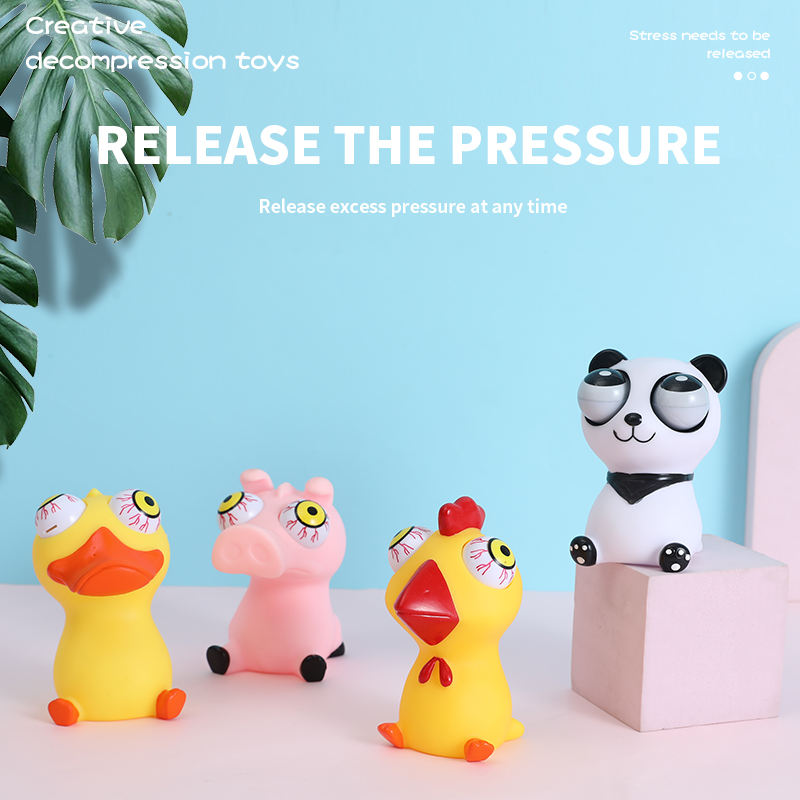 All Environmentally Friendly Pvc Material Extrusion Convex Eye White Panda Toy Prank Funny Extrusion Pressure Relief Glue Toy