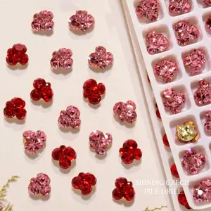Paso Sico 2022 Chinese New Year China Festival Red Luxury Glass Diamond Rhinestone Nail Art Charms For Manicure Jewelry