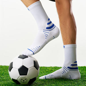 Chaussettes de sport personnalisées blanches en coton avec coussinets pour le basketball, unisexes, pour hommes - Product Image 1