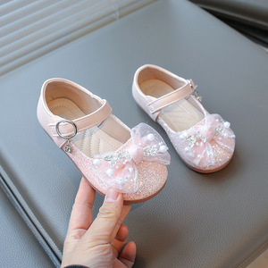 Chaussures de danse scintillantes pour enfants, sandales plates à nœud pour petites princesses, chaussures habillées pour enfants - Product Image 4