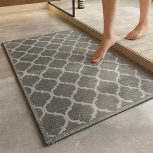 Alfombra de Baño Minimalista Rectangular con Patrón Geométrico, de Fibra de Poliéster Absorbente y Antideslizante para Uso Doméstico - Product Image 2
