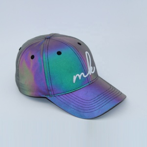 Ricamo personalizzato logo moda nuova vendita calda intera colore argento ad alta visibilità personalizzato bagliore nel cappello da Baseball riflettente scuro - Product Image 4