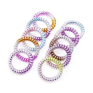 थोक धातु सरल बाल coils बाल सर्पिल बाल टाई टेलीफोन तार उच्च लोचदार नीयन रंग रबर बैंड - Product Image 2