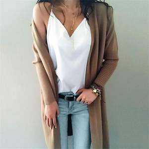 K1377 Casual Women's Anti-Wrinkle <b>Thick</b> Knit <b>Long</b> <b>Cardigan</b> Sweater with Pocket - Product Image 3