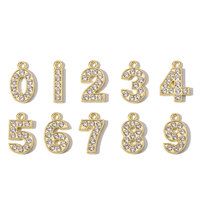 Bijoux de luxe en tungstène avec chiffres arabes incrustés de perles 09 Pendentifs ; Breloques DIY pour bracelets et colliers électroplaquées W943