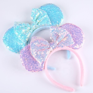 Serre-tête à paillettes Oreilles de Souris pour Noël et Halloween, Serre-tête de Princesse <span class=keywords><strong>Raiponce</strong></span> Minnie Mouse pour Costume de Cosplay et Anniversaire - Product Image 4