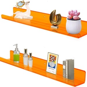 Estantes flotantes de acrílico <span class=keywords><strong>amarillo</strong></span> transparente al por mayor para estanterías de pared de baño estanterías - Product Image 1