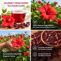 Sachets de thé d'hibiscus en marque blanche OEM ODM, 100 % naturels, infusions de roselle séchée, sachets de thé pyramidaux sans conservateurs