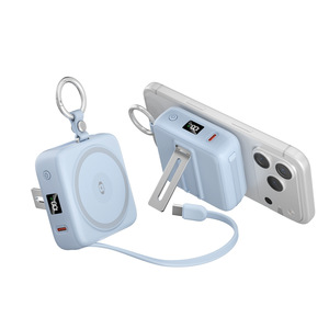 แบตสำรองไร้สายแบบพกพา 10000mAh พร้อมขาตั้งแม่เหล็กและช่องเสียบ Type-C สำหรับโทรศัพท์และนาฬิกา - Product Image 5
