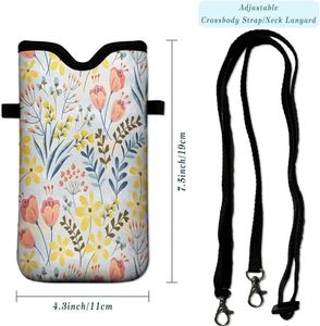 Durable Neoprene Crossbody Phone Pouch Zipper Closure Phone <b>Bag</b> Case for iPhone & for Samsung Series Cell Phone Sleeves Lanyard - Product Image 2