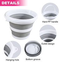 OEM ODM Seau pliable carré de 10 L en plastique, seau à eau pliable, serpillière, nettoyage, camping en plein air, lavage de voiture, seaux pliables