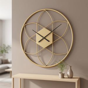 Gold Plated Abstract Geometric <b>Wall</b> <b>Clock</b> Round Minimalist Quartz Analog <b>Silent</b> Hanging for Living Room - Product Image 6