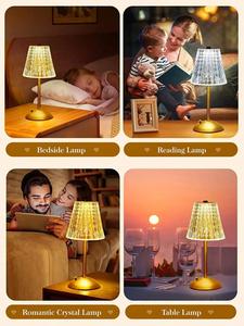 โคมไฟตั้งโต๊ะ LED ไร้สายแบบชาร์จไฟได้ ดีไซน์เรียบหรูทันสมัย พร้อมโคมคริสตัล สำหรับตกแต่งบ้าน งานแต่งงาน และสร้างบรรยากาศ - Product Image 5