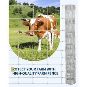 GarveeLife Cattle Fence 5Ft X 164Ft 12 Gauge Galvanized Woven <b>Wire</b> <b>Mesh</b> Hinge Knot Livestock Fencing For Cattle Goat Sheep - Product Image 4